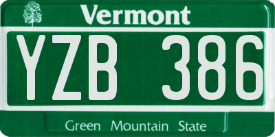 VT license plate YZB386