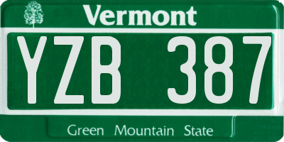 VT license plate YZB387