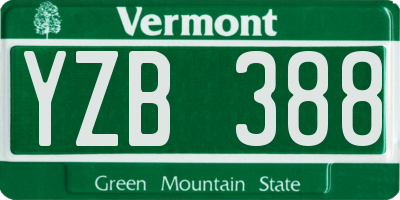VT license plate YZB388