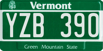 VT license plate YZB390