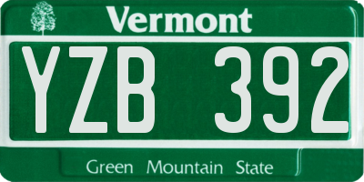 VT license plate YZB392