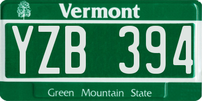 VT license plate YZB394