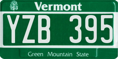VT license plate YZB395
