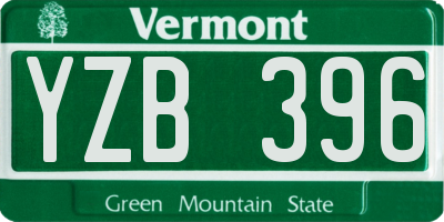 VT license plate YZB396
