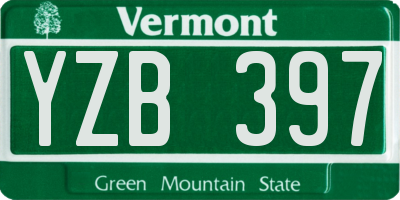 VT license plate YZB397