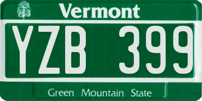 VT license plate YZB399