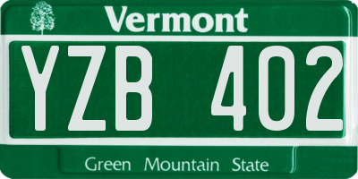 VT license plate YZB402