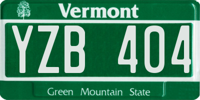 VT license plate YZB404