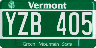 VT license plate YZB405