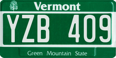 VT license plate YZB409