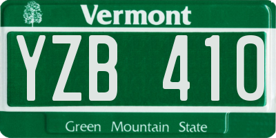 VT license plate YZB410