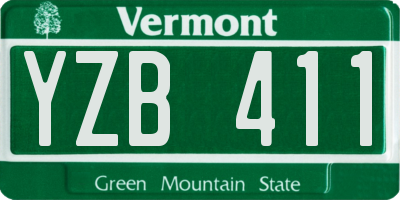 VT license plate YZB411