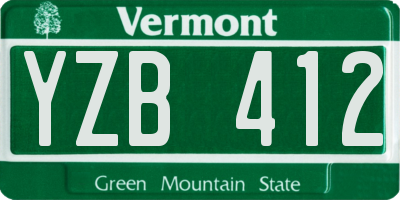 VT license plate YZB412