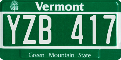 VT license plate YZB417