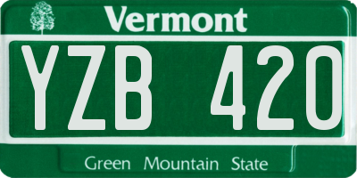 VT license plate YZB420