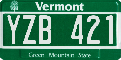 VT license plate YZB421