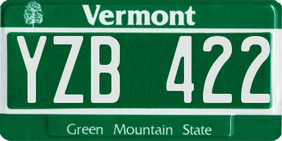 VT license plate YZB422
