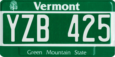 VT license plate YZB425