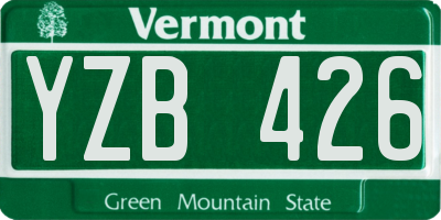 VT license plate YZB426