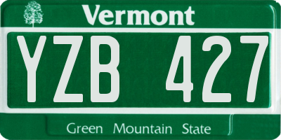 VT license plate YZB427