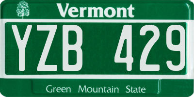 VT license plate YZB429