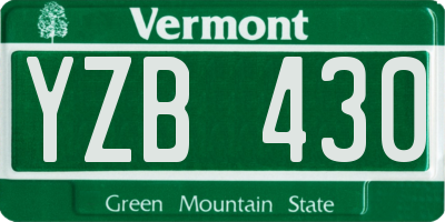 VT license plate YZB430