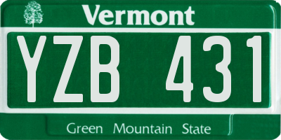 VT license plate YZB431