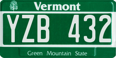 VT license plate YZB432