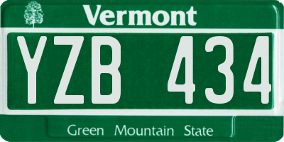 VT license plate YZB434