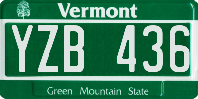 VT license plate YZB436