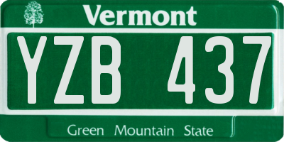 VT license plate YZB437