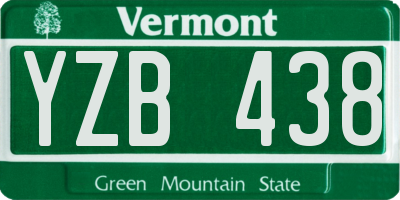 VT license plate YZB438