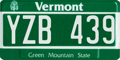 VT license plate YZB439