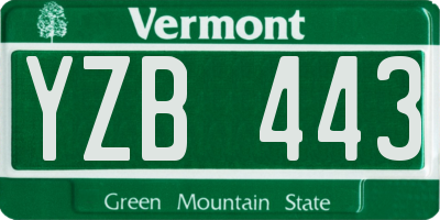 VT license plate YZB443