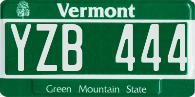 VT license plate YZB444