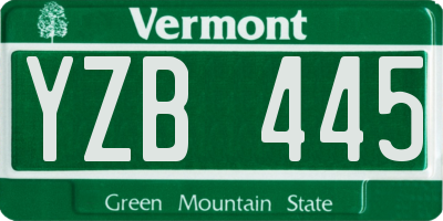 VT license plate YZB445