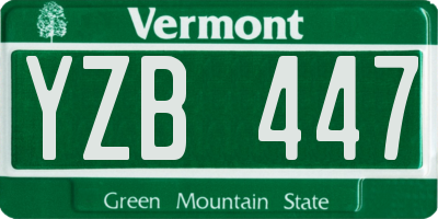 VT license plate YZB447