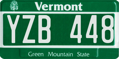 VT license plate YZB448