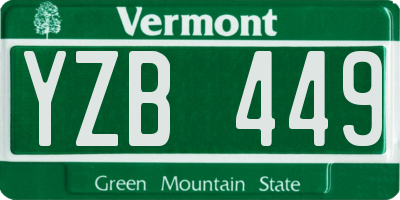 VT license plate YZB449