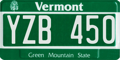 VT license plate YZB450