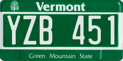 VT license plate YZB451