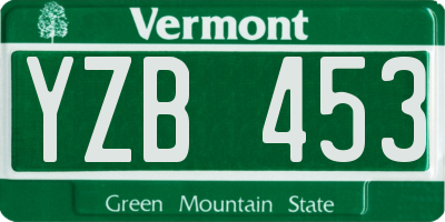 VT license plate YZB453