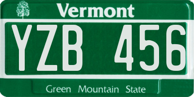 VT license plate YZB456