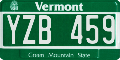 VT license plate YZB459