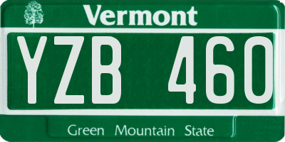VT license plate YZB460