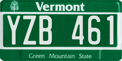 VT license plate YZB461