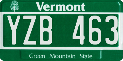 VT license plate YZB463