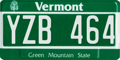 VT license plate YZB464
