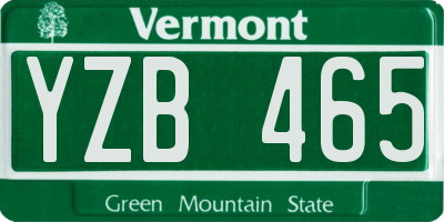 VT license plate YZB465