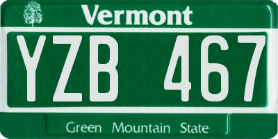 VT license plate YZB467